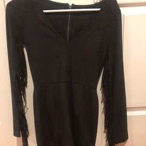 Long, fringed sleeved dress